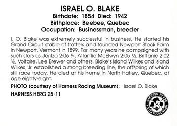 2011 Harness Heroes #25 Israel O. Blake Back